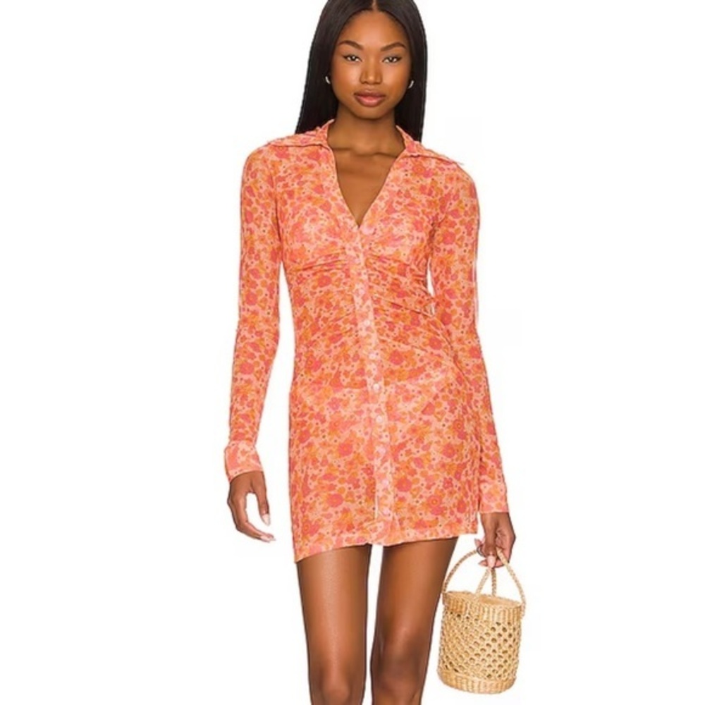 Lovers + Friends NWT Vintage Summer Mini Shirt Dress 70s Floral XXS Cab Size Up